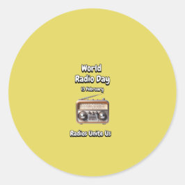 Adesivo Redondo Rádios Nos Unem. Dia Mundial da Rádio (WRD).