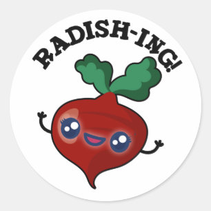 Adesivo Redondo Radish ing Funny Veggie Radish Pun