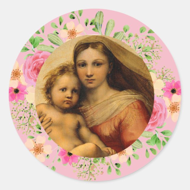 Adesivo Redondo Rafael Madona Sistina (Frente)