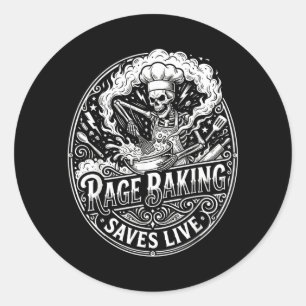 Adesivo Redondo Rage Baking salva a vida, cozinha caótica engraçad