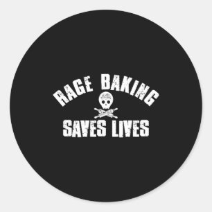 Adesivo Redondo Rage Baking salva crânio ao vivo Funny Baker Cook