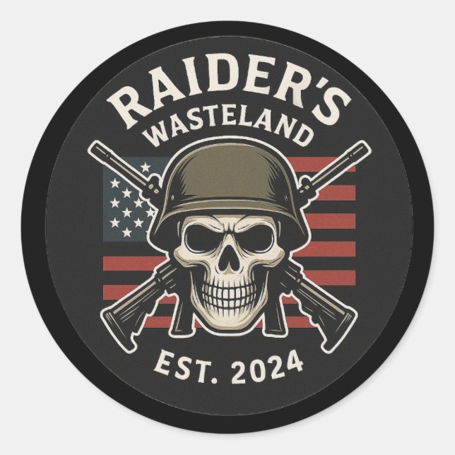 Adesivo Redondo Raider’s Wasteland Official Logo Sticker (Frente)
