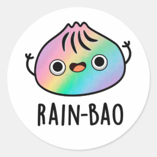 Adesivo Redondo Rain-bao Cute Rainbow Dimsum Bao Pun