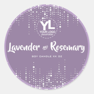 Adesivo Redondo Rain Glitter Roxo Encapsulamento Velas de Soja