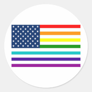Adesivo Redondo Rainbow American Flag