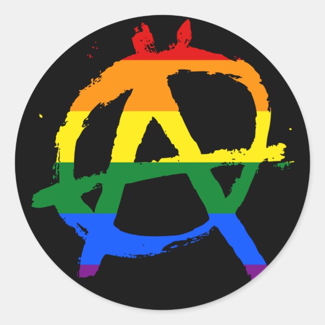 Adesivo Redondo Rainbow Anarchy Sticker (Frente)