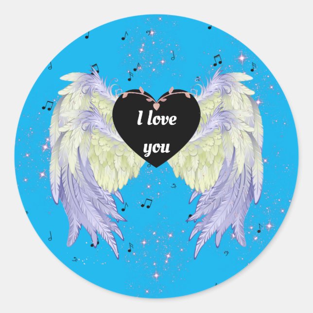 Adesivo Redondo rainbow angel wings (Frente)