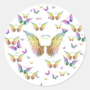 Adesivo Redondo Rainbow Angel Wings e Halos