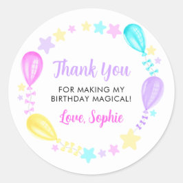 Adesivo Redondo Rainbow Balloons e Stars Obrigado