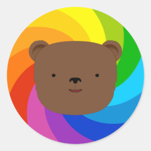Adesivo Redondo Rainbow Bear