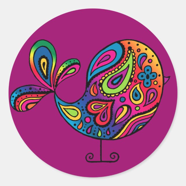 Adesivo Redondo Rainbow Bird Sticker (Frente)