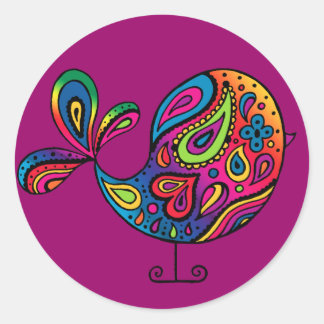 Adesivo Redondo Rainbow Bird Sticker