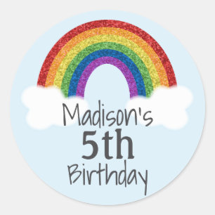Adesivo Redondo Rainbow Birthday Stickers Favor Stickers