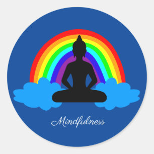 Adesivo Redondo Rainbow Buddha e Ioga da Mindícia /meditação