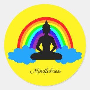 Adesivo Redondo Rainbow Buddha e Ioga da Mindícia /meditação