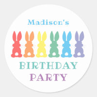 Rainbow Bunny Rabbit Kids Partido Personalizado