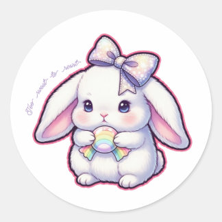 Adesivo Redondo Rainbow Candy Bunny - Sweet Dreamy Treat Kawaii 