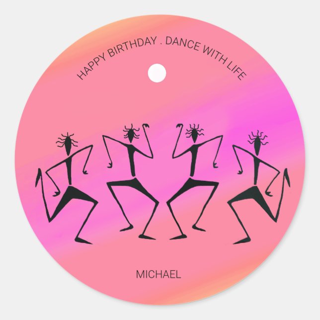 Adesivo Redondo Rainbow Celebration Dance Sticker (Frente)