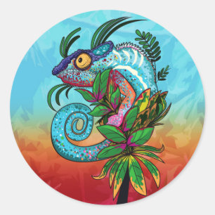 Adesivo Redondo Rainbow Chameleon