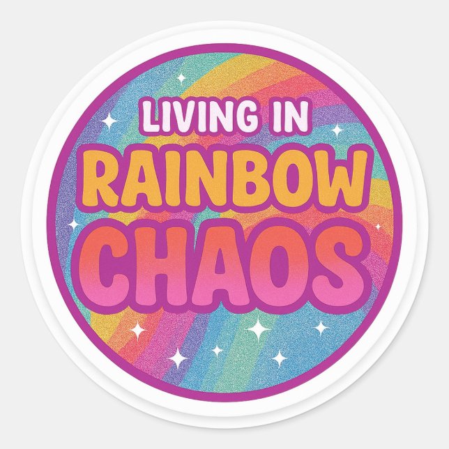 Adesivo Redondo Rainbow Chaos Round Sticker (Frente)