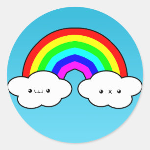 Adesivo Redondo Rainbow Cloud Sticker
