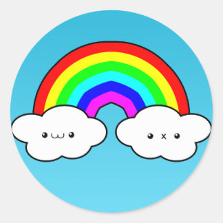 Adesivo Redondo Rainbow Cloud Sticker
