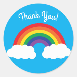 Adesivo Redondo Rainbow & Clouds Festa de primeiro aniversario