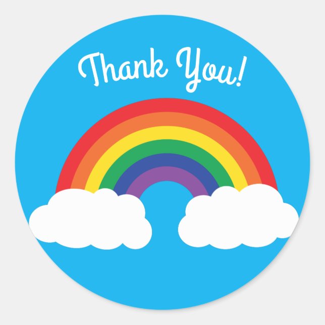 Adesivo Redondo Rainbow & Clouds Festa de primeiro aniversario (Frente)