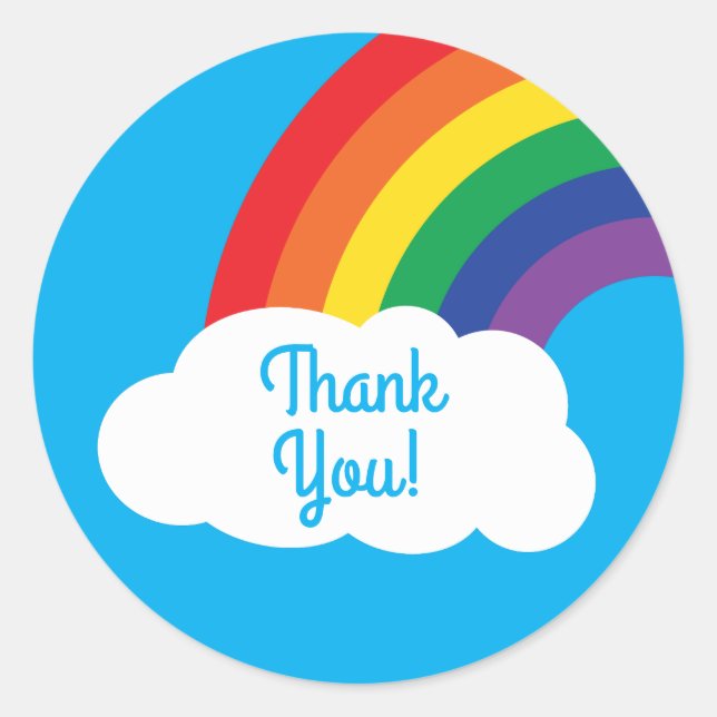 Adesivo Redondo Rainbow & Clouds Festa de primeiro aniversario (Frente)
