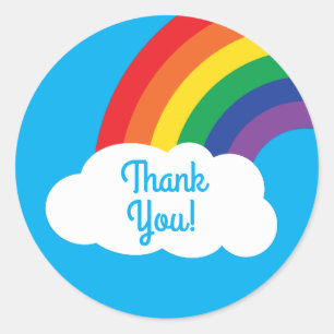 Adesivo Redondo Rainbow & Clouds Festa de primeiro aniversario