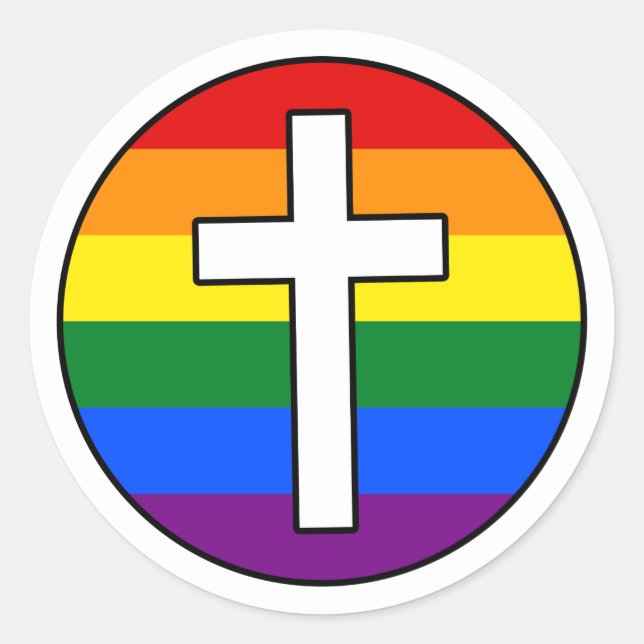 Adesivo Redondo Rainbow Cross Sticker (Frente)