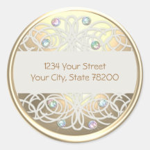 Rainbow Crystal e Dourado Damask Return Address