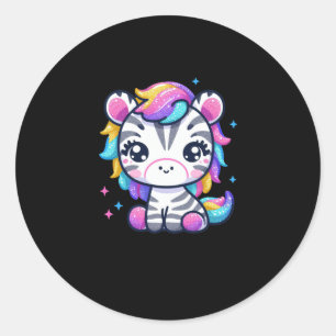 Adesivo Redondo Rainbow Cute Zebra Sticker