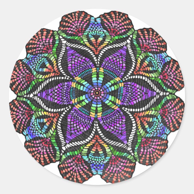 Adesivo Redondo Rainbow Doily Mosaic (Frente)