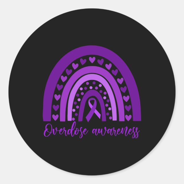 Adesivo Redondo Rainbow Drug Vício Recovery Purple Ribbon 2 (Frente)
