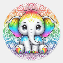 Adesivo Redondo Rainbow elephant stickers large