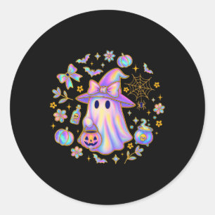 Adesivo Redondo Rainbow Ghost Witirt Cute Pumpkin Cauldron Sp