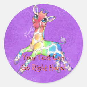 Adesivo Redondo Rainbow Giraffe Stickers