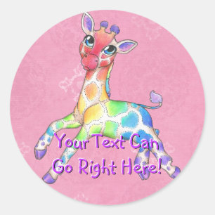Adesivo Redondo Rainbow Giraffe Stickers