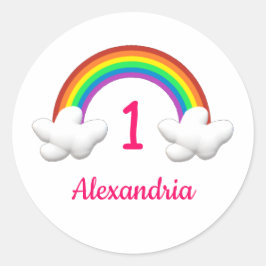 Adesivo Redondo Rainbow Girl Qualquer Idade Aniversário