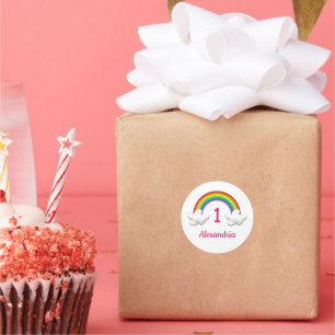 Adesivo Redondo Rainbow Girl Qualquer Idade Aniversário