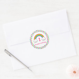 Adesivo Redondo Rainbow Girl Qualquer Idade Aniversário
