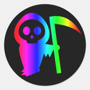 Adesivo Redondo Rainbow Grim Reaper Três