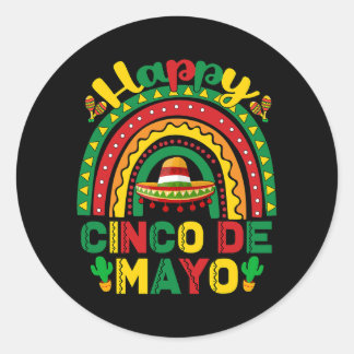 Adesivo Redondo Rainbow Happy Cinco De Mayo Partido Mexicano Engra