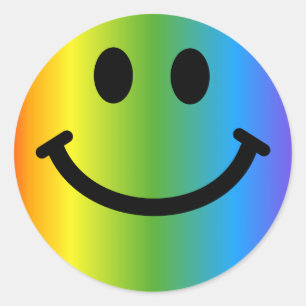 Adesivo Redondo Rainbow Happy Face