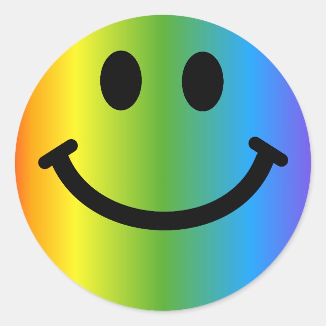 Adesivo Redondo Rainbow Happy Face (Frente)