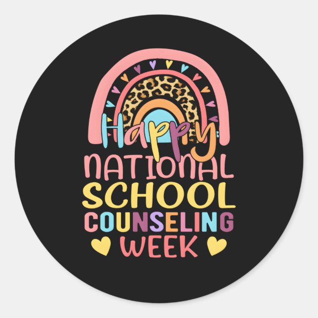 Adesivo Redondo Rainbow Happy National School Advisory Week Coun (Frente)