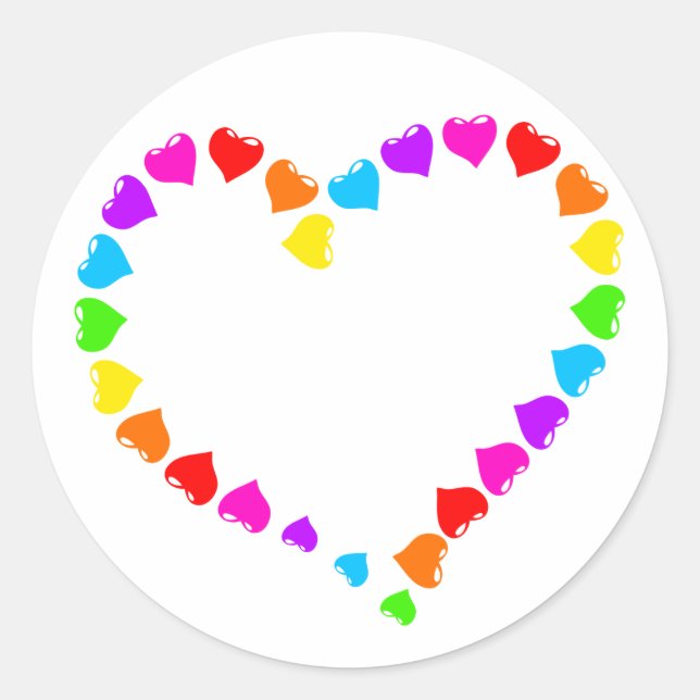 Adesivo Redondo Rainbow Heart (Frente)