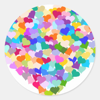 Adesivo Redondo Rainbow Heart Confetti