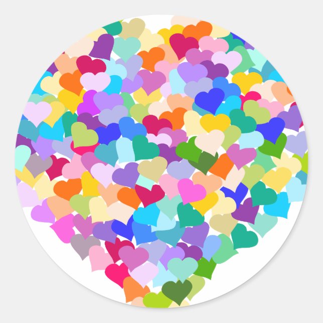 Adesivo Redondo Rainbow Heart Confetti (Frente)